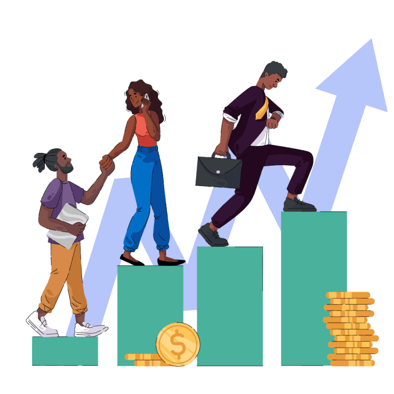 Ilustración gestión de proyecto PMP afro