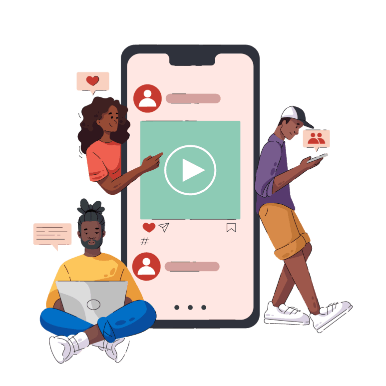 Ilustración afro gestión de redes sociales